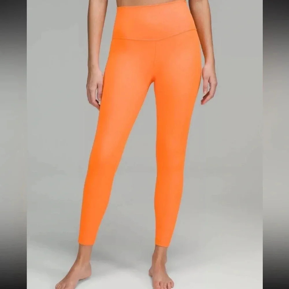 - Lululemon Align High Rise Pant 25” Orange Soda Size 6 Double Lined, NW… - Picture 5 of 14